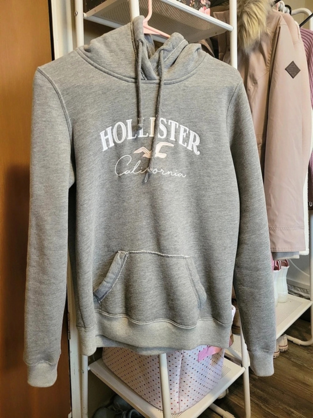 Hollister California Graphic Logo Hoodie Gray Small